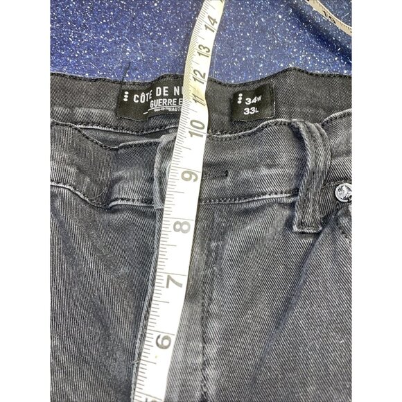 Cote De Nuits Mens Jeans 34x33 Black Cargo Large Pockets Military Distressed - Picture 12 of 12